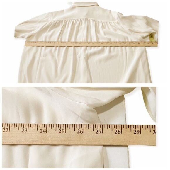 NWT CO. Ruched Button Up Blouse in Japanese Stretch Crepe, Ivory, Size M - Picture 14 of 15